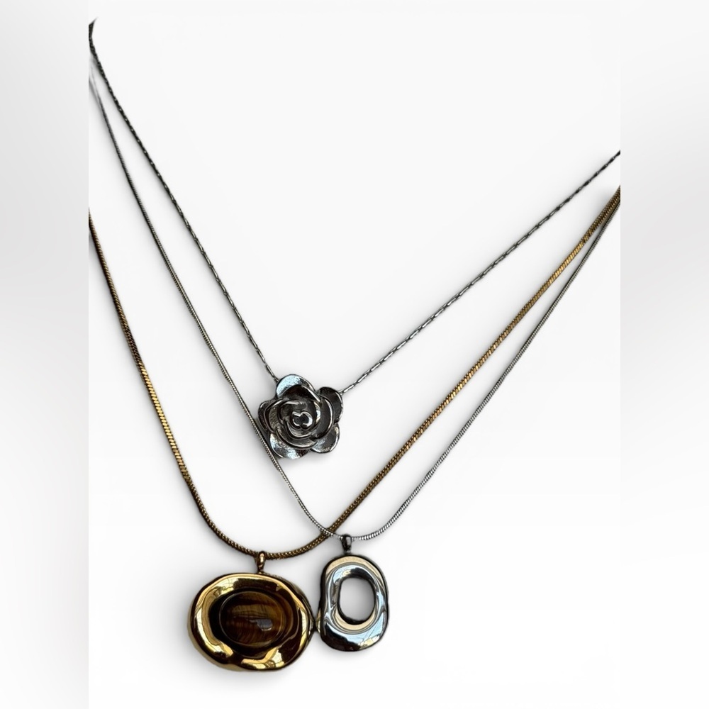 3 Mixed Metals Silver and Gold Necklace Bundle, ANY 3 - Picture 5 of 6